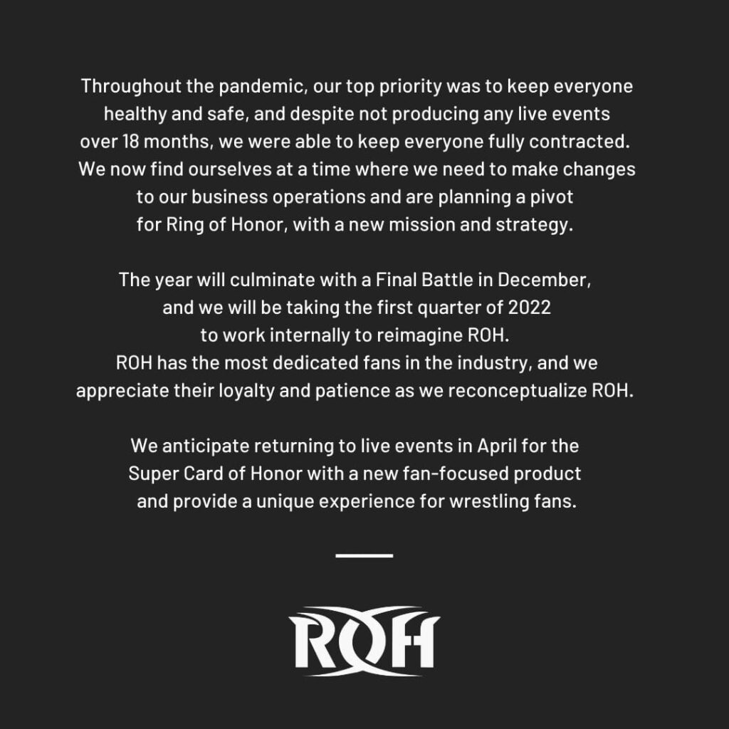 El comunicado de ROH.